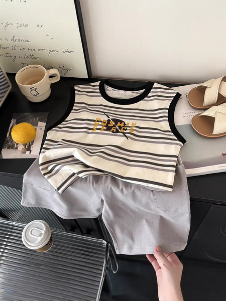Premium Series: Striped Pure Cotton Vest & Shorts Suit – Kids Fashion Nepal | Tudoholic