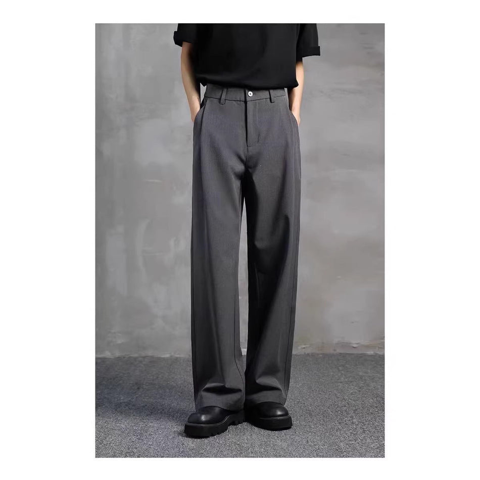 Men’s Anti-Wrinkle Black Wide-Leg Suit Pants