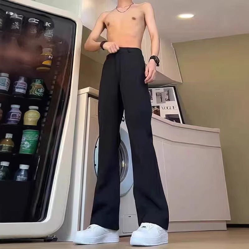 Men’s Black Ice Silk Draping Suit Pants