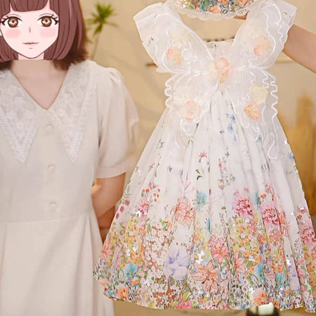 Girls Floral Strap Beach Dress Pastoral Summer Style – Summer Kids Fashion Nepal | Tudoholic