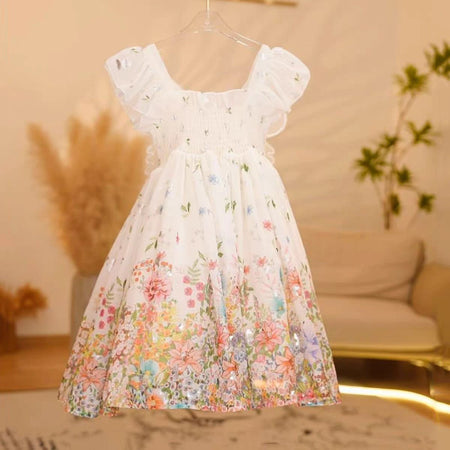 Girls Floral Strap Beach Dress Pastoral Summer Style – Summer Kids Fashion Nepal | Tudoholic