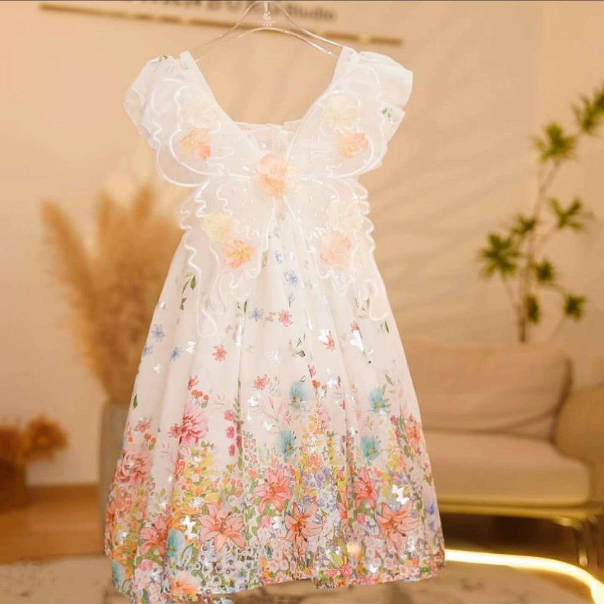 Girls Floral Strap Beach Dress Pastoral Summer Style – Summer Kids Fashion Nepal | Tudoholic