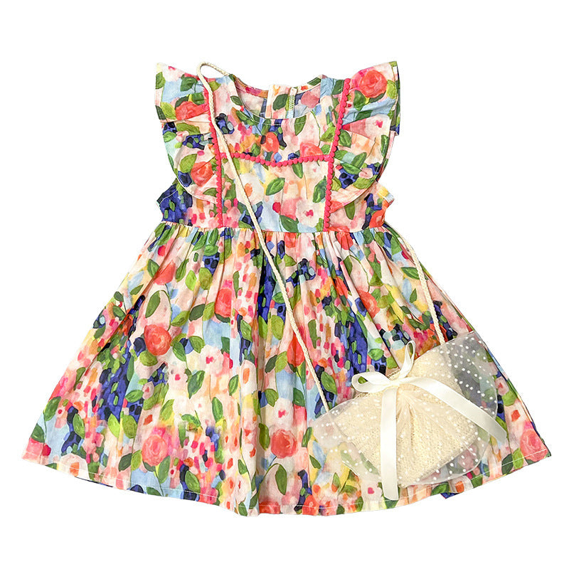 Girls Rose Cotton Flying Sleeve Princess Dress – Kids Fashion Nepal | Tudoholic