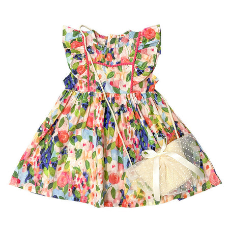 Girls Rose Cotton Flying Sleeve Princess Dress – Kids Fashion Nepal | Tudoholic