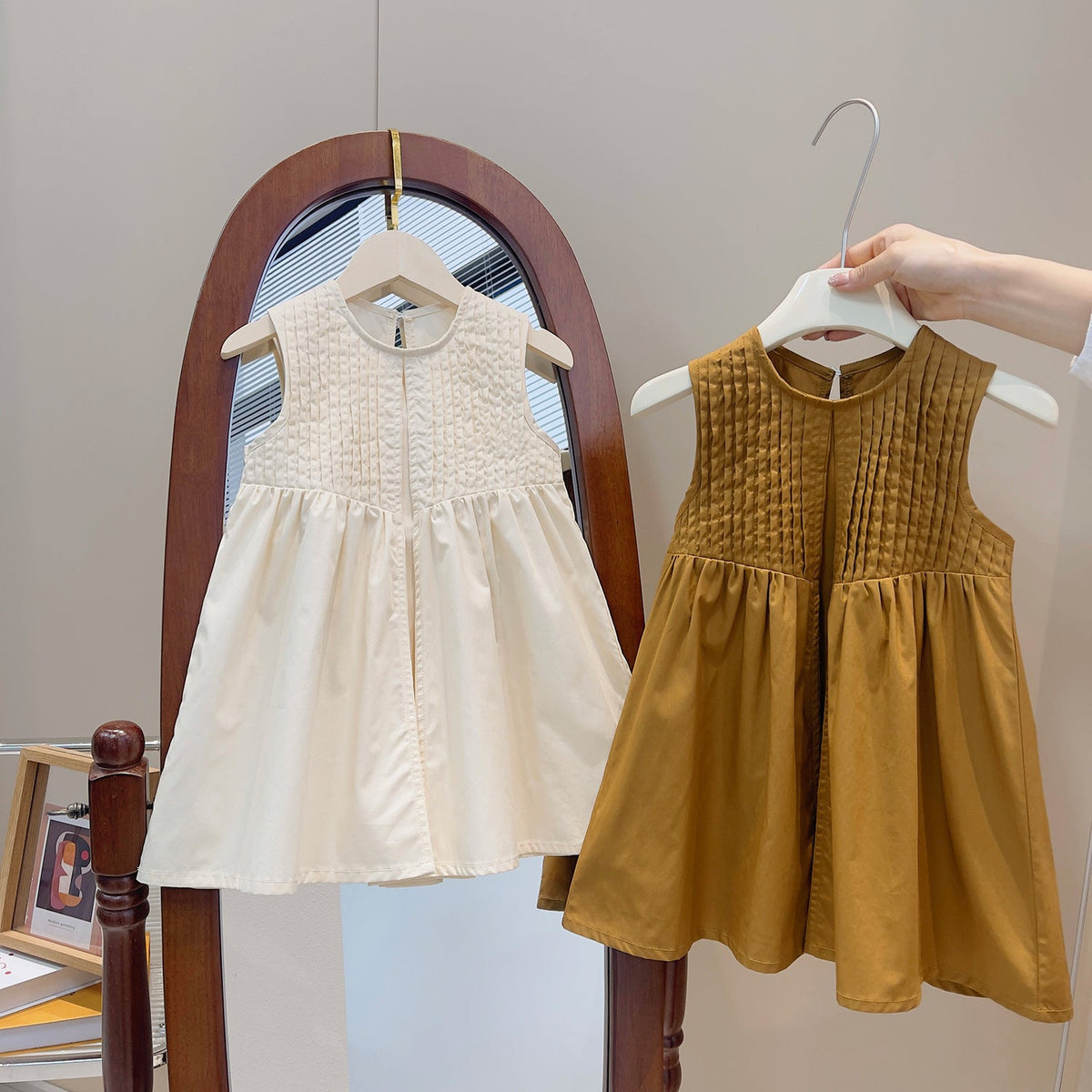 Girls Sleeveless Pleated Vest Dress Korean Style – Kids Fashion Nepal | Tudoholic