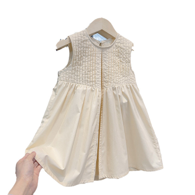Girls Sleeveless Pleated Vest Dress Korean Style – Kids Fashion Nepal | Tudoholic
