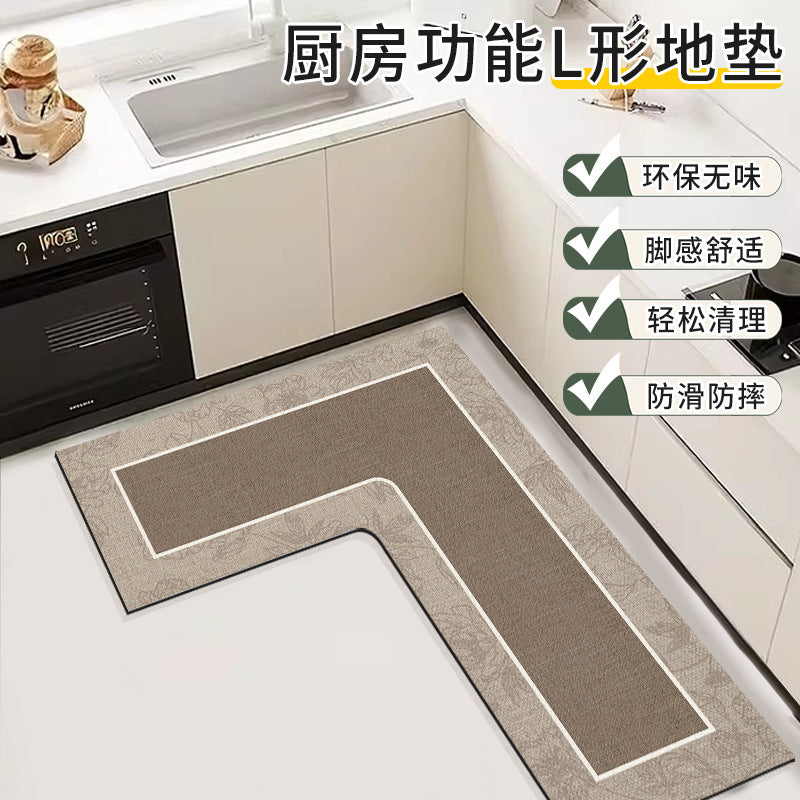 Kitchen Diatom Mud L-Shaped Oil-Proof Absorbent Floor Mat
