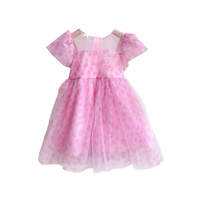 Girls Mesh Floral Puff Sleeve Princess Dress – Kids Fashion Nepal | Tudoholic