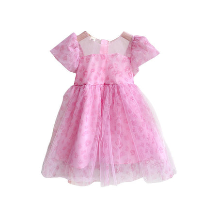 Girls Mesh Floral Puff Sleeve Princess Dress – Kids Fashion Nepal | Tudoholic