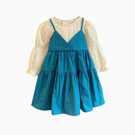Girls Long Sleeve Fake Two-Piece Princess Dress – Kids Fashion Nepal | Tudoholic