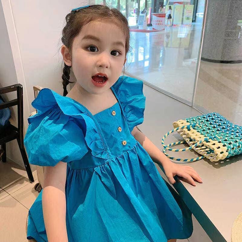 Girls Bubble Sleeve Korean Style Summer Dress – Summer Kids Fashion Nepal | Tudoholic