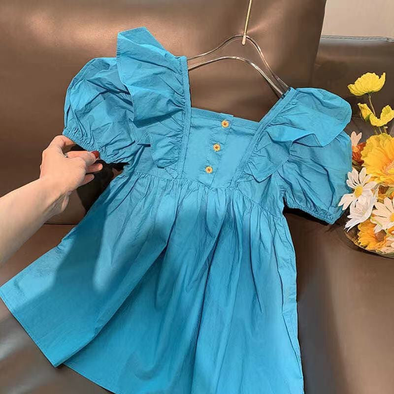 Girls Bubble Sleeve Korean Style Summer Dress – Summer Kids Fashion Nepal | Tudoholic