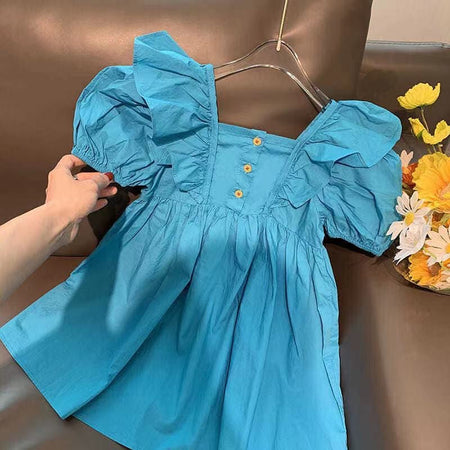 Girls Bubble Sleeve Korean Style Summer Dress – Summer Kids Fashion Nepal | Tudoholic