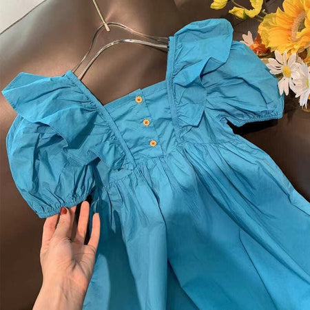 Girls Bubble Sleeve Korean Style Summer Dress – Summer Kids Fashion Nepal | Tudoholic