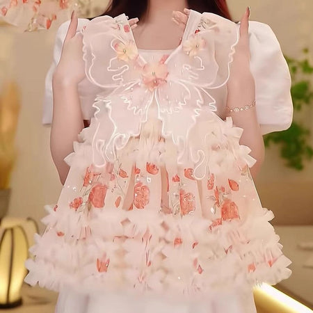 Girls Floral Butterfly Wings Princess Dress Summer – Summer Kids Fashion Nepal | Tudoholic