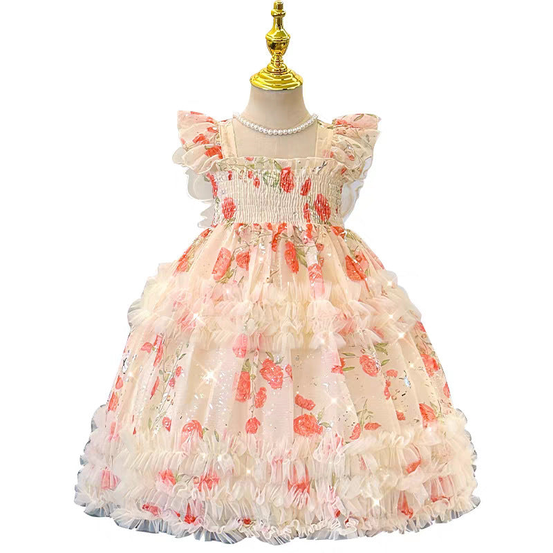 Girls Floral Butterfly Wings Princess Dress Summer – Summer Kids Fashion Nepal | Tudoholic