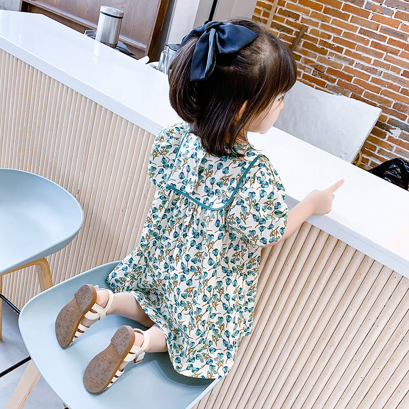 Girls Floral Cotton Princess Dress Korean Style Summer – Summer Kids Fashion Nepal | Tudoholic