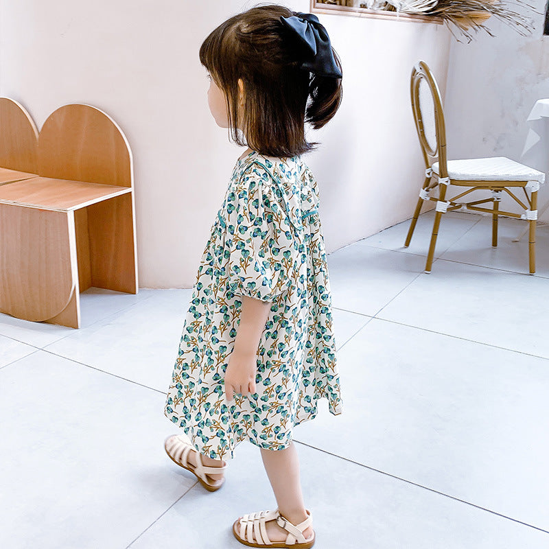 Girls Floral Cotton Princess Dress Korean Style Summer – Summer Kids Fashion Nepal | Tudoholic