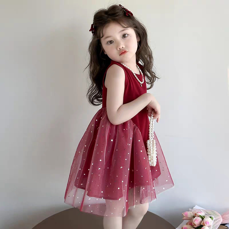 Girls Shiny Gauze Princess Dress Summer Western Style – Summer Kids Fashion Nepal | Tudoholic