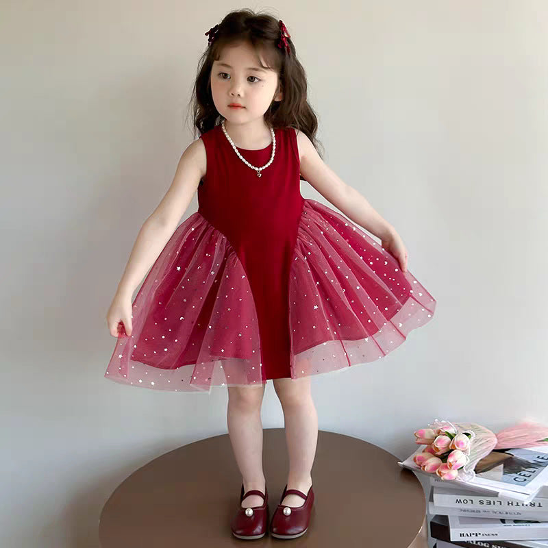Girls Shiny Gauze Princess Dress Summer Western Style – Summer Kids Fashion Nepal | Tudoholic
