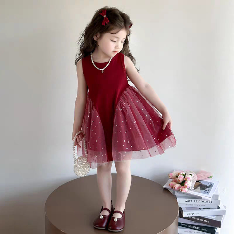 Girls Shiny Gauze Princess Dress Summer Western Style – Summer Kids Fashion Nepal | Tudoholic