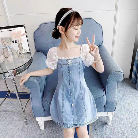 Girls Korean Denim Skirt Dress Summer Fashion Style – Summer Kids Fashion Nepal | Tudoholic