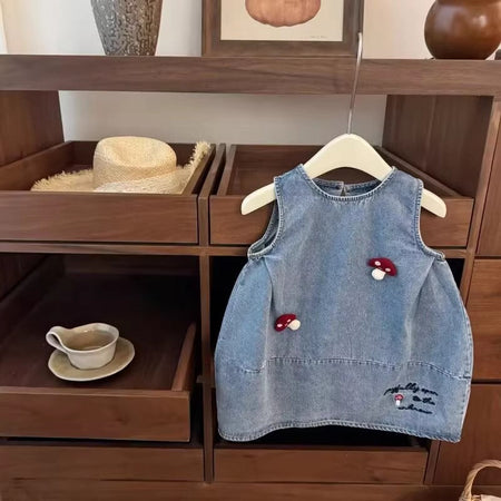 Girls Denim Flower Bud Skirt Dress Korean Style Summer – Summer Kids Fashion Nepal | Tudoholic