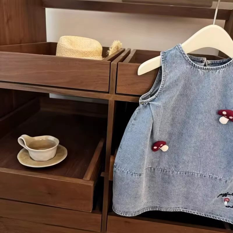 Girls Denim Flower Bud Skirt Dress Korean Style Summer – Summer Kids Fashion Nepal | Tudoholic