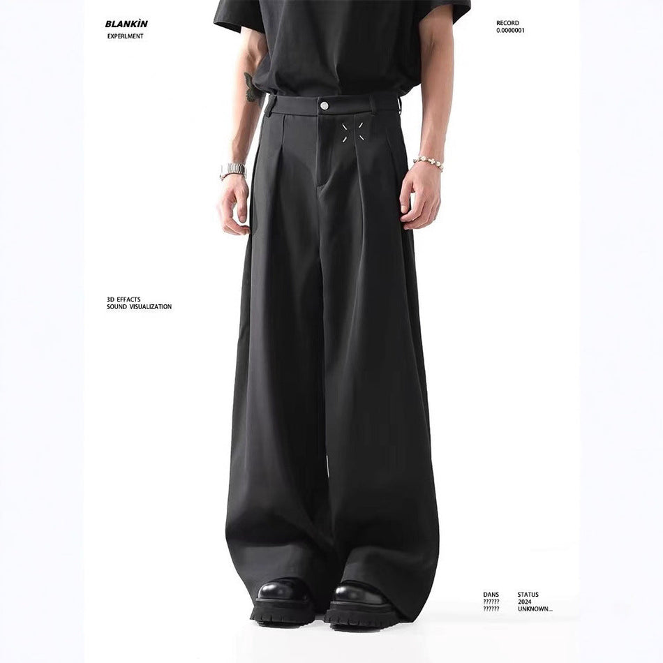 Men’s Cleanfit Black Wide-Leg Casual Pants