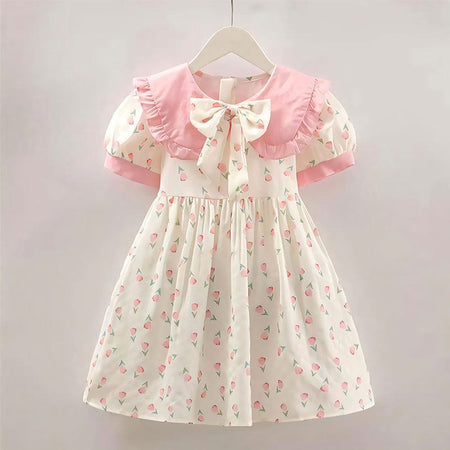 Girls Floral Chiffon Princess Dress Summer Korean Style – Summer Kids Fashion Nepal | Tudoholic