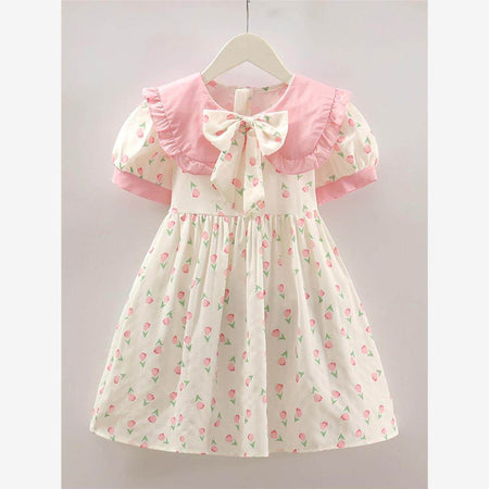 Girls Floral Chiffon Princess Dress Summer Korean Style – Summer Kids Fashion Nepal | Tudoholic
