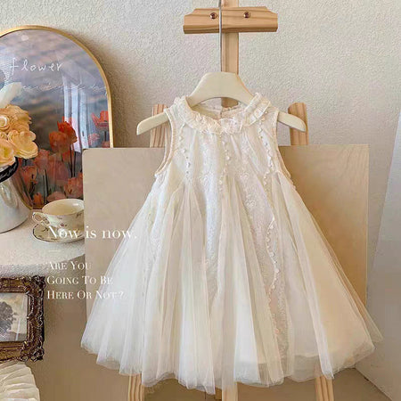 Girls Floral Collar Mesh Princess Dress Summer – Summer Kids Fashion Nepal | Tudoholic