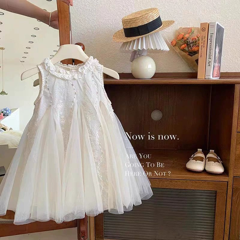 Girls Floral Collar Mesh Princess Dress Summer – Summer Kids Fashion Nepal | Tudoholic