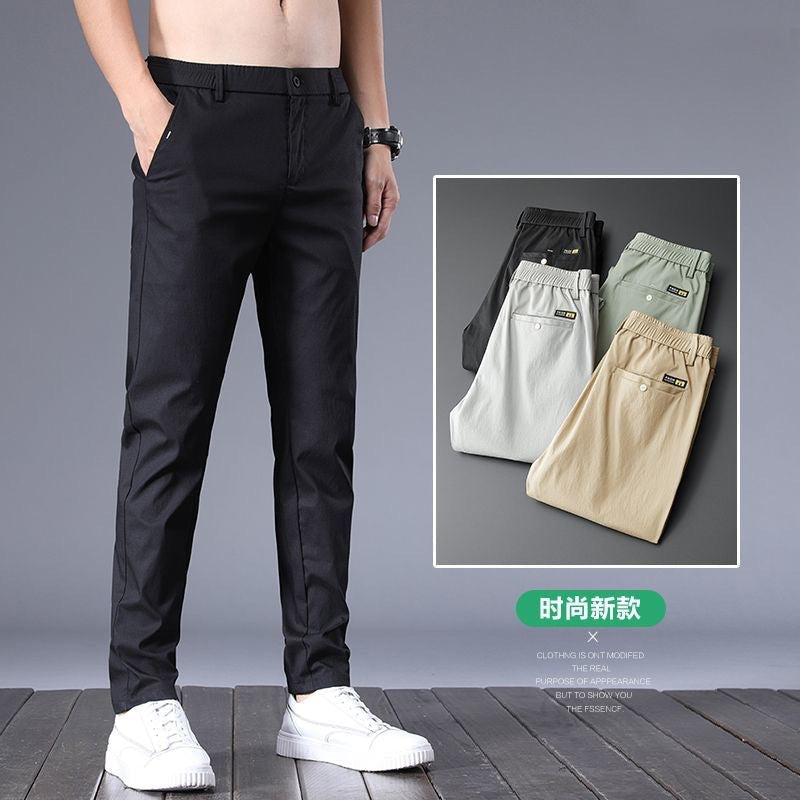 Men’s Ice Silk Elastic Waist Summer Pants