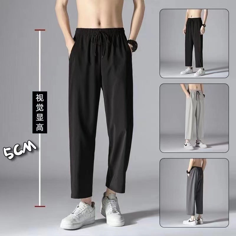 Men’s Black Wide-Leg Cropped Casual Pants