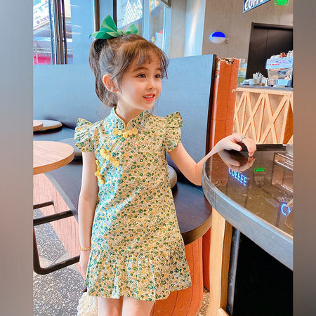 Girls Han Dynasty Cheongsam Dress Summer 2024 – Summer Kids Fashion Nepal | Tudoholic