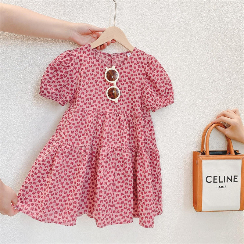 Girls Cotton Linen Print Dress Korean Style Summer – Summer Kids Fashion Nepal | Tudoholic