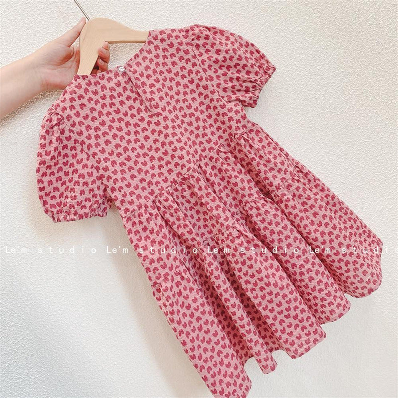Girls Cotton Linen Print Dress Korean Style Summer – Summer Kids Fashion Nepal | Tudoholic