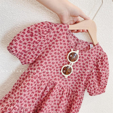 Girls Cotton Linen Print Dress Korean Style Summer – Summer Kids Fashion Nepal | Tudoholic