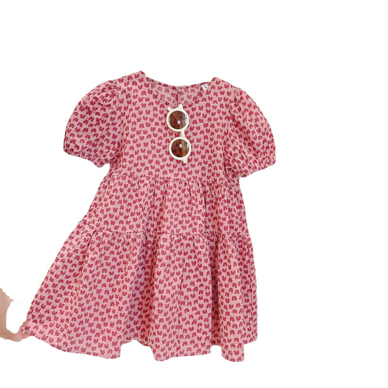 Girls Cotton Linen Print Dress Korean Style Summer – Summer Kids Fashion Nepal | Tudoholic