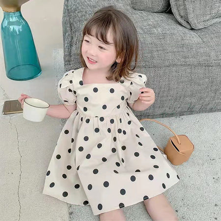 Girls Polka Dot Princess Dress Short Sleeve Summer – Summer Kids Fashion Nepal | Tudoholic