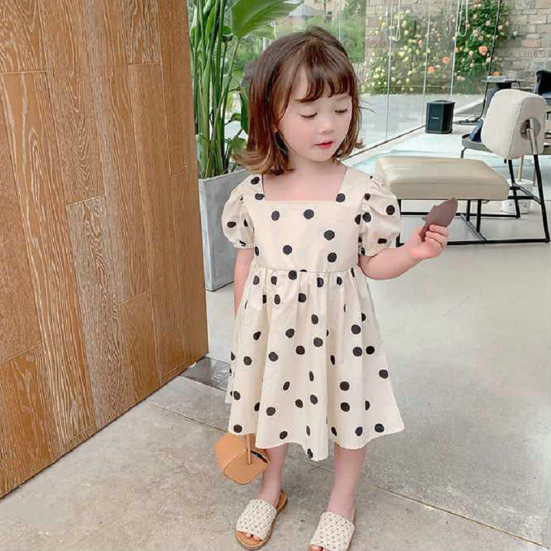 Girls Polka Dot Princess Dress Short Sleeve Summer – Summer Kids Fashion Nepal | Tudoholic