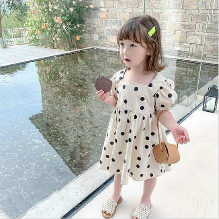 Girls Polka Dot Princess Dress Short Sleeve Summer – Summer Kids Fashion Nepal | Tudoholic