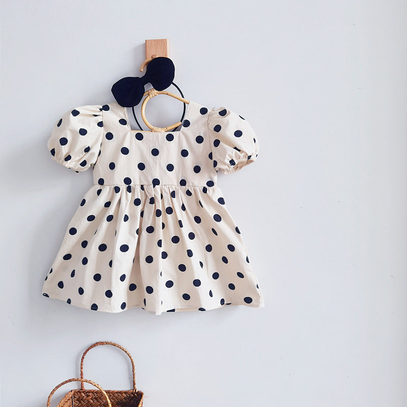 Girls Polka Dot Princess Dress Short Sleeve Summer – Summer Kids Fashion Nepal | Tudoholic
