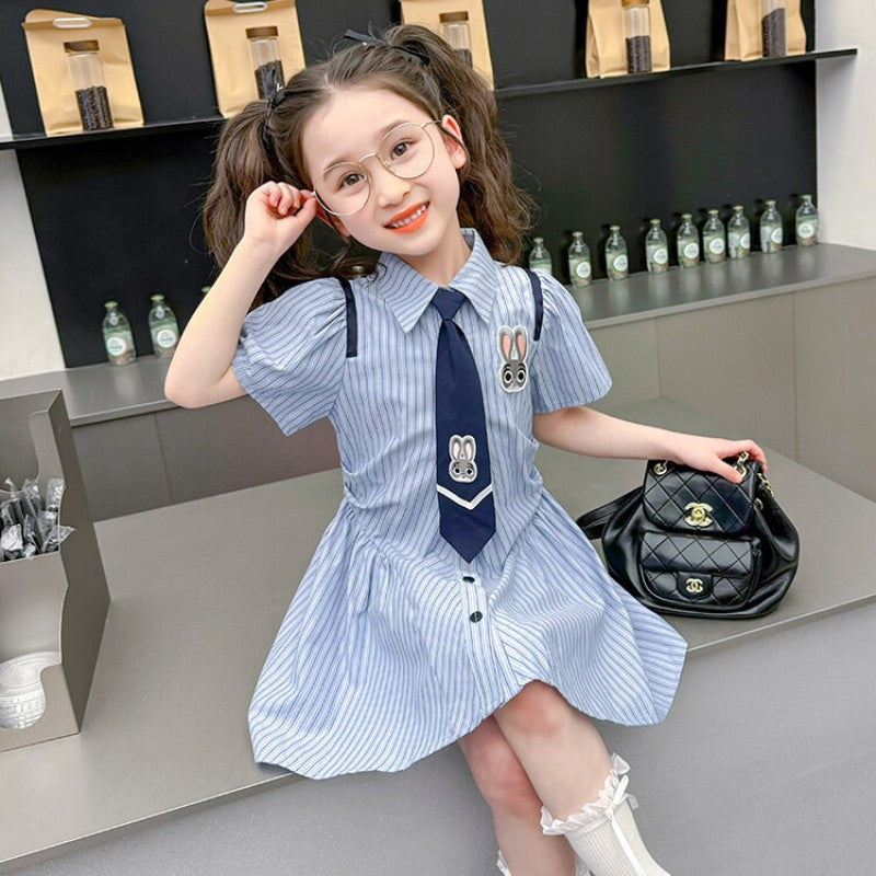 Girls Rabbit Police Dress Summer 2024 College Style – Summer Kids Fashion Nepal | Tudoholic