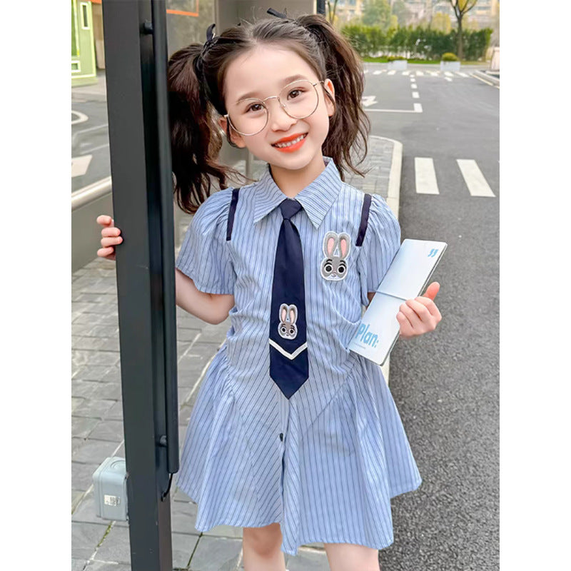 Girls Rabbit Police Dress Summer 2024 College Style – Summer Kids Fashion Nepal | Tudoholic