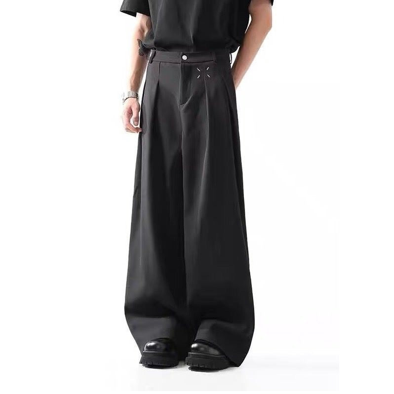 Men’s Black Cleanfit Wide-Leg Suit Pants