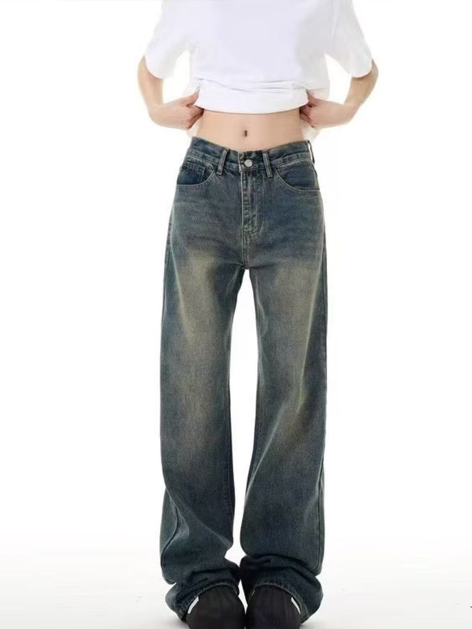 Men’s Retro Distressed High Waist Jeans