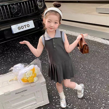 Girls Korean Polo Dress Sleeveless Summer 2024 – Summer Kids Fashion Nepal | Tudoholic