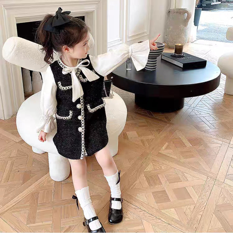 Girls Chanel Style Two-Piece Dress Autumn Fashion – Spring Autumn Kids Fashion Nepal | Tudoholic